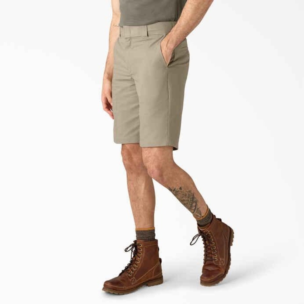 Dickies Relaxed Fit Work Shorts Flex Fabric Khaki Cell Phone Pocket Size 40 NWT